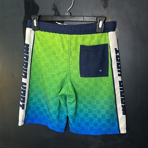 Mario Kart Boys Size L Boardshort Green White Swim Mario Luigi - Picture 3 of 7
